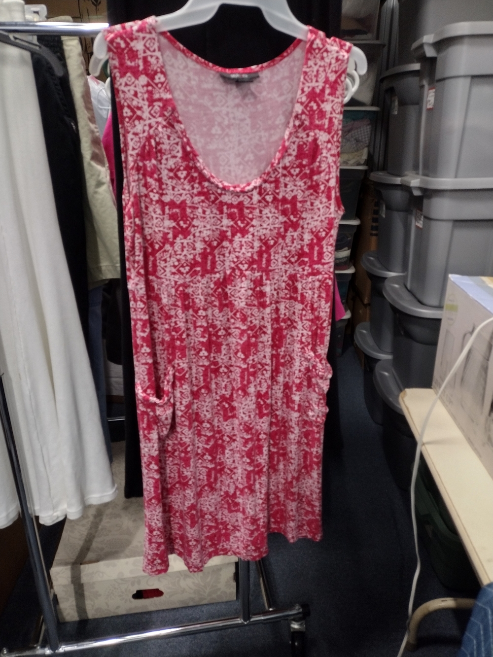 Style & Co. Pink and White Printed Midi Dress
